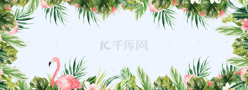 花卉绿背景图片_清新花卉绿植服装海报背景psd