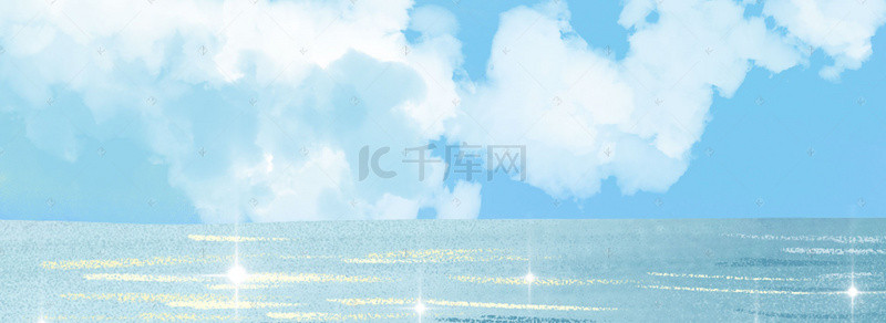 游泳背景图片_蓝色白云天空背景