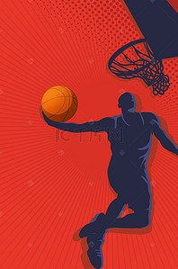 篮球赛体育背景图片_手绘校园篮球赛易拉宝