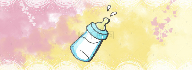 奶瓶可爱背景图片_可爱母婴节背景海报
