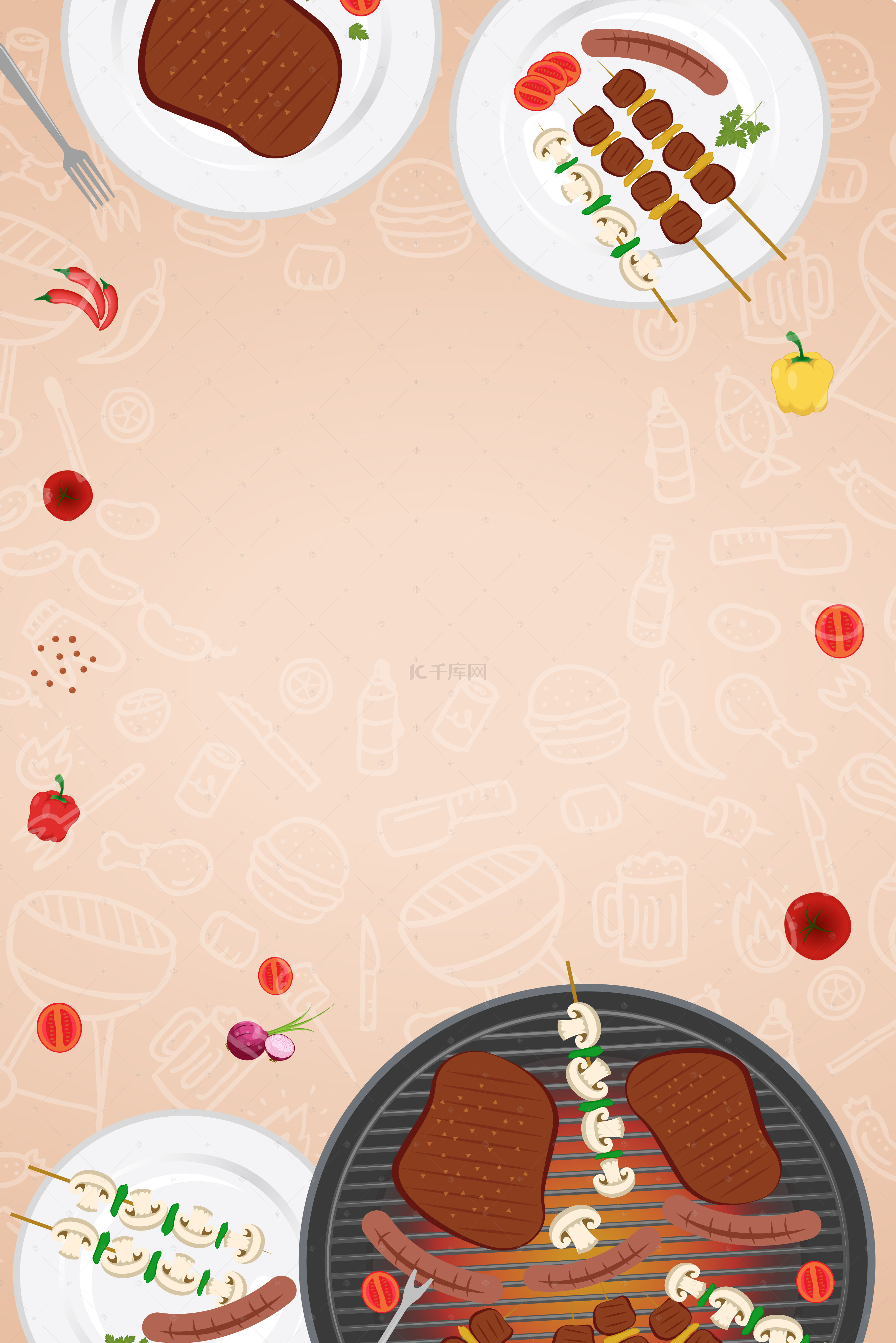 美食促销活动海报背景图片_烧烤BBQ烤肉美食促销海报