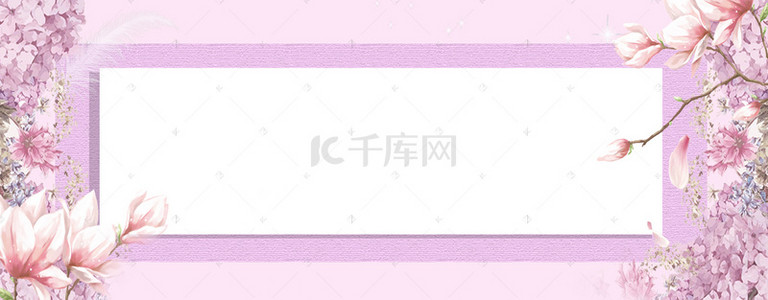 甜美粉色海报背景图片_清新甜美电商春季上新花卉边框背景