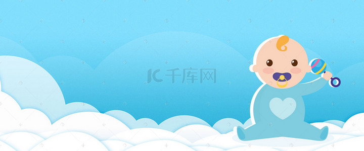 童趣风背景图片_蓝色可爱风母婴电商banner