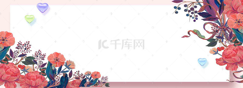 214玫瑰背景图片_情人节卡通红色海报banner背景