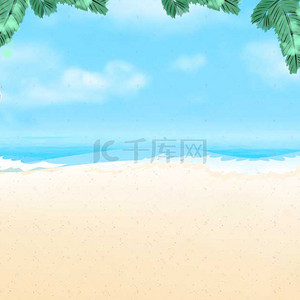 主图沙滩背景背景图片_蓝色海边女鞋主图背景