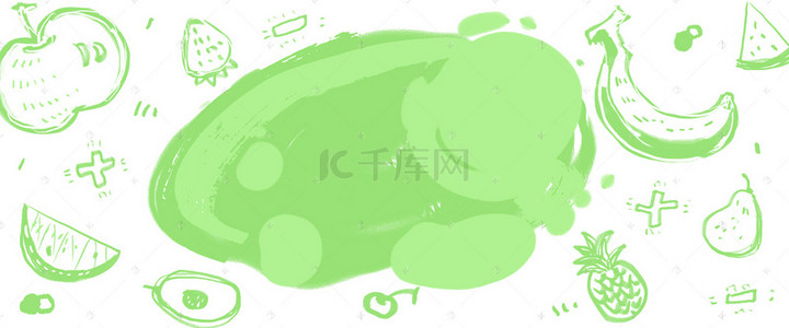 小清新果蔬背景图片_美食食物蔬菜果蔬绿色系简笔卡通小清新手绘