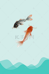 动态水墨画背景图片_鲤鱼的水色背景图