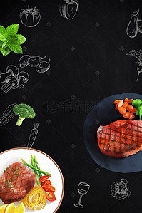 美食海报牛排背景图片_美味牛排背景素材