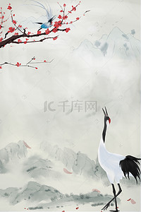 素雅山水背景背景图片_中国风素雅工笔画背景