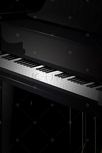 钢琴乐器背景图片_黑色简约钢琴平面广告