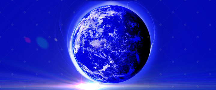 科技感地球蓝色背景图片_大气商务蓝色科技发光地球背景