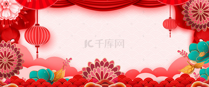 喜迎新春晚会背景背景图片_剪纸风猪年春节喜庆背景