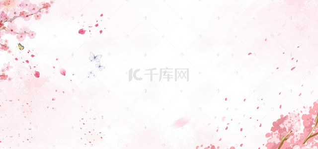 桃花节简约花瓣桃树白色banner