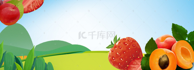 蓝色食品海报背景图片_水果卡通蓝色海报背景