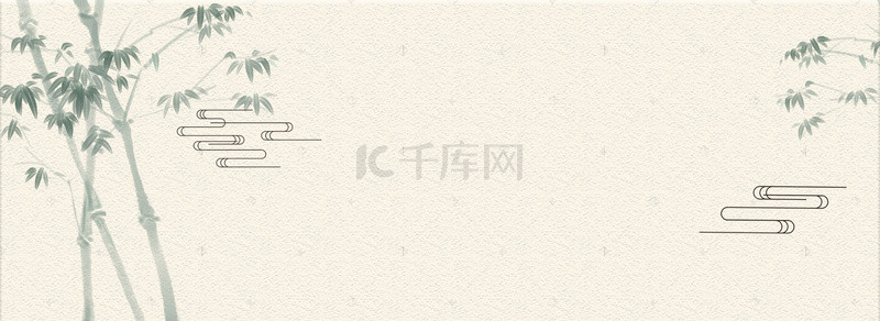 中国风竹子质感简约白色平面banner