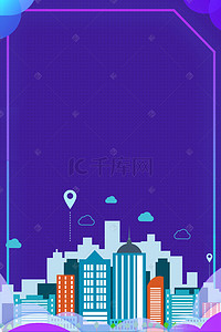 科技感金融背景背景图片_蓝紫色渐变发光现代几何海报背景