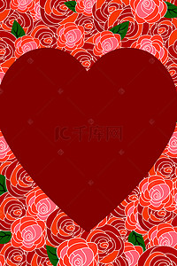 情人节海报玫瑰背景图片_矢量梦幻玫瑰花海心形背景素材