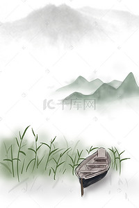 简约清新背景图片背景图片_小船古风背景图片