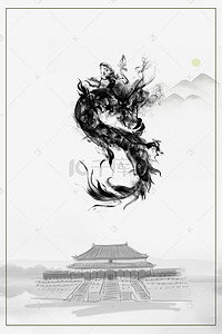 日系小印章背景图片_中国水墨龙背景图