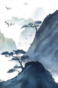 复古山水背景图背景图片_中国古风山水背景素材
