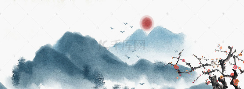 中国风假山背景图片_秋季中国风水墨山水背景
