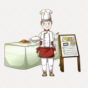 卡通扁平西餐厅点餐背景素材