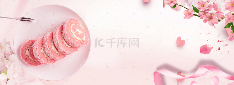 蛋糕宣传背景背景图片_美食节宣传粉色清新海报背景
