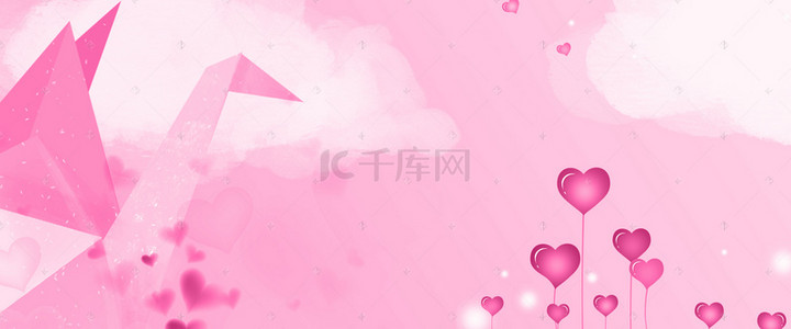 粉色清新剪纸背景图片_情人节爱情粉色爱心214背景