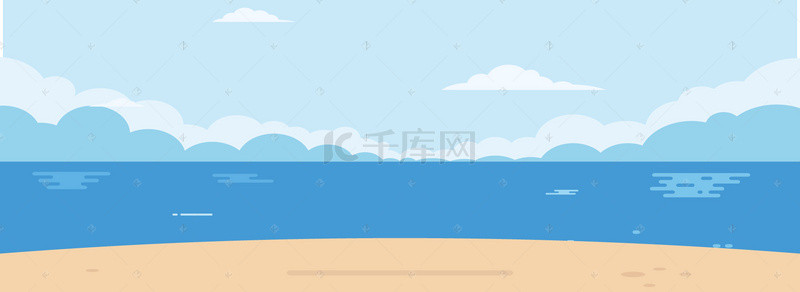 卡通天空蓝天白云背景图片_蓝天白云沙滩海洋
