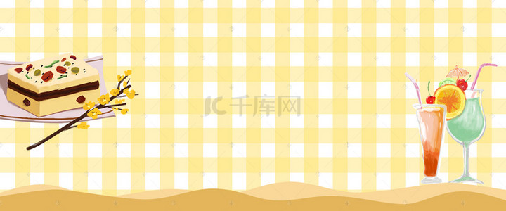banner草莓背景图片_美食甜甜圈简约几何黄色banner