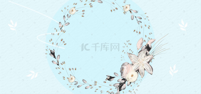 唯美风天猫婚博会花环电商banner