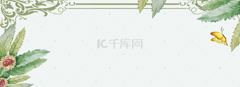 水墨创意纹理背景图片_绿色水墨创意植物边框背景