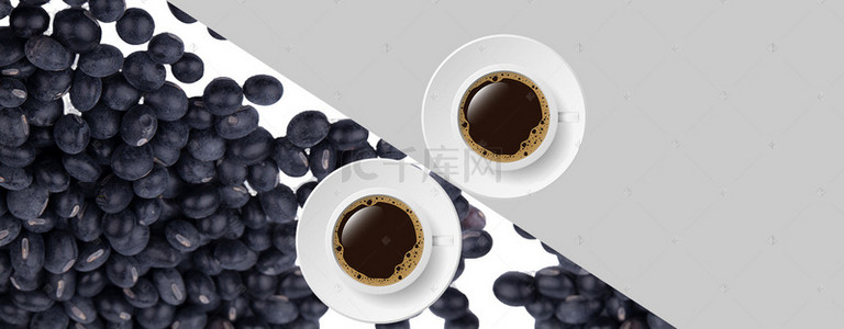 白加黑厨房咖啡美食简约背景素材