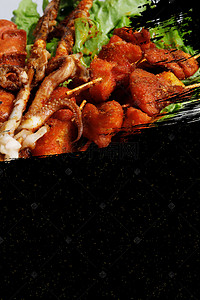 餐饮广告创意背景图片_创意烧烤美食撸串