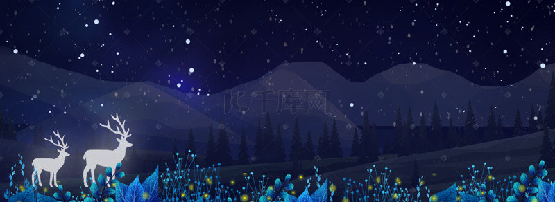 星空夏夜背景图片_夏夜背景森林的白鹿