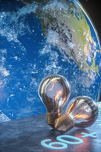 地球60背景图片_C4D立体地球一小时节能省电电商促销背景