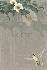 中国风山水古风水墨背景图片_古典淡雅文艺花卉背景