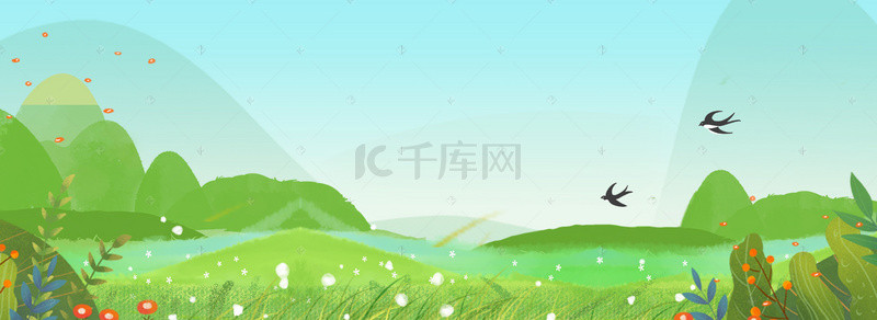 四月卡通背景图片_创意简约自然风景合成背景