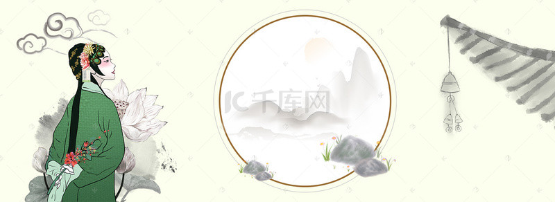 文艺中国风背景背景图片_文艺中国风戏曲人生banner