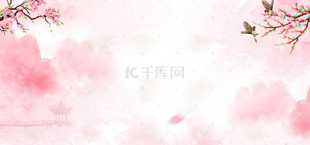 古典桃花背景图片_文艺浪漫中国风banner