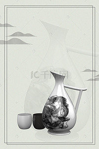 文化宣传设计背景图片_简约陶瓷艺术创意海报设计