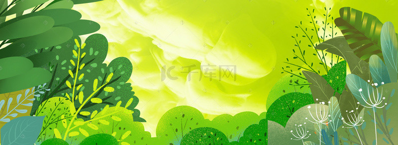 森林背景绿色背景图片_简约卡通大森林广告背景