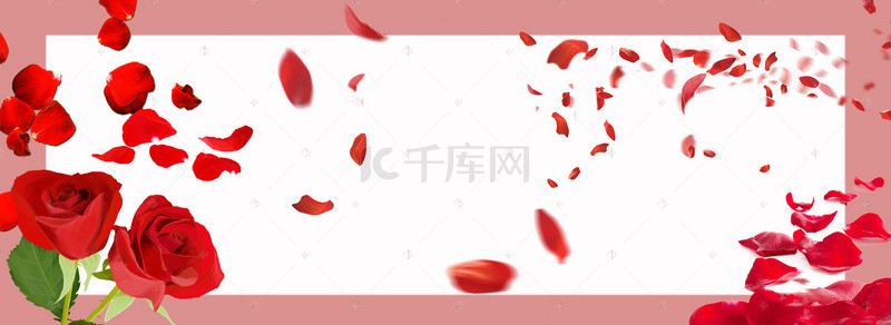 情人节红色玫瑰花电商海报促销背景