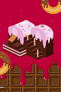 淋背景图片_2.5D食品蛋糕淋面巧克力美食广告背景