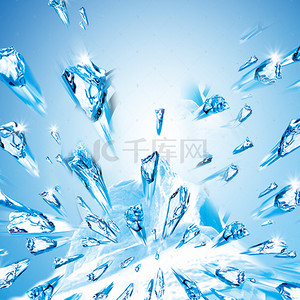 夏季淘宝素材背景图片_蓝色冰块冰箱PSD分层主图背景素材