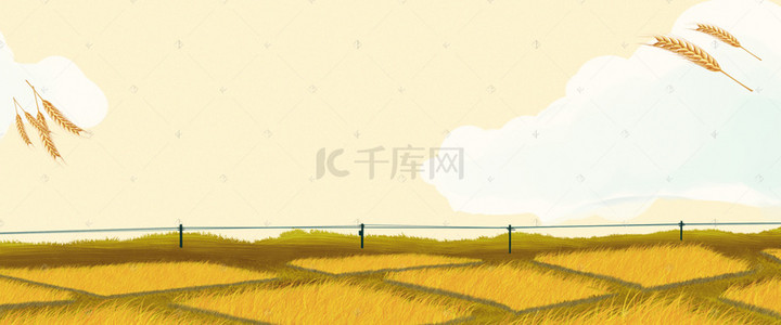 假花稻穗背景图片_中式金色稻穗大米海报背景模板