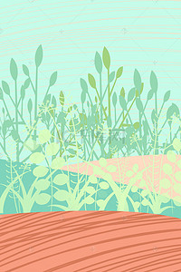 手绘小清新绿色植物海报背景