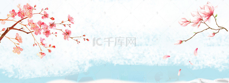 banner白背景图片_桃花节文艺小清新简约白banner