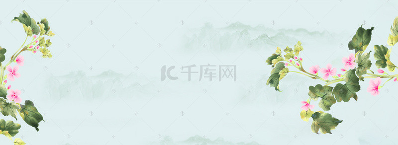 中国风复古山水画背景图片_中国风手绘banner背景海报