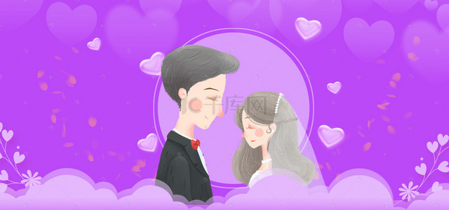 214玫瑰背景图片_浪漫情人节紫色海报背景